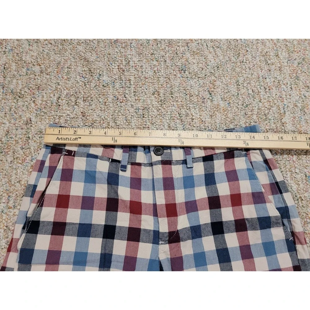 Gap Shorts Mens 29 Blue Red Plaid Check Cotton Chino Preppy 9.5in Inseam